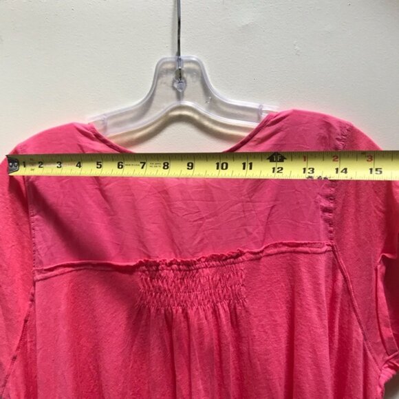 FREE PEOPLE Highland Vneck Linen Boho Oversize Festival Short Sleeve Top Trapeze - Picture 15 of 16